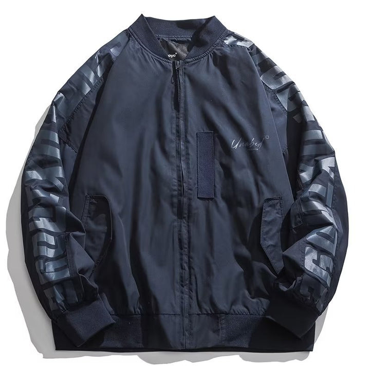 Unisex Leichte Oversize-Bomberjacke aus Nylon mit reflektierenden Ärmeln und Rippbündchen Echoarchiv