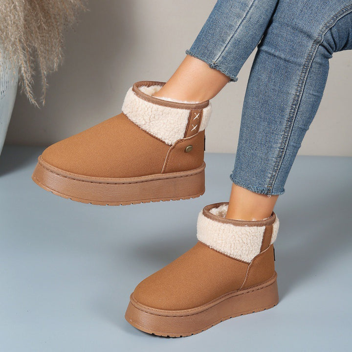 Damen Gefütterte Plateau-Stiefelette mit Teddykragen und Slip-On-Schaft Echo Archiv
