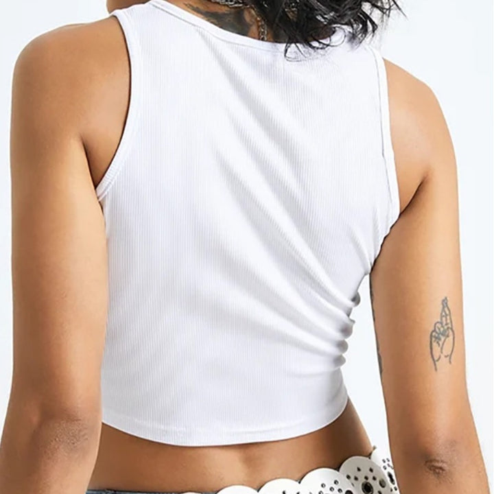 Damen Crop-Top mit kreativem Fotodruck und figurschmeichelndem Schnitt Echo Archiv
