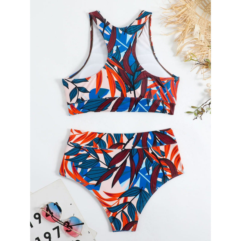 Damen Bikini-Set mit hohem Bund und sportlichem Oberteil Echo Archiv