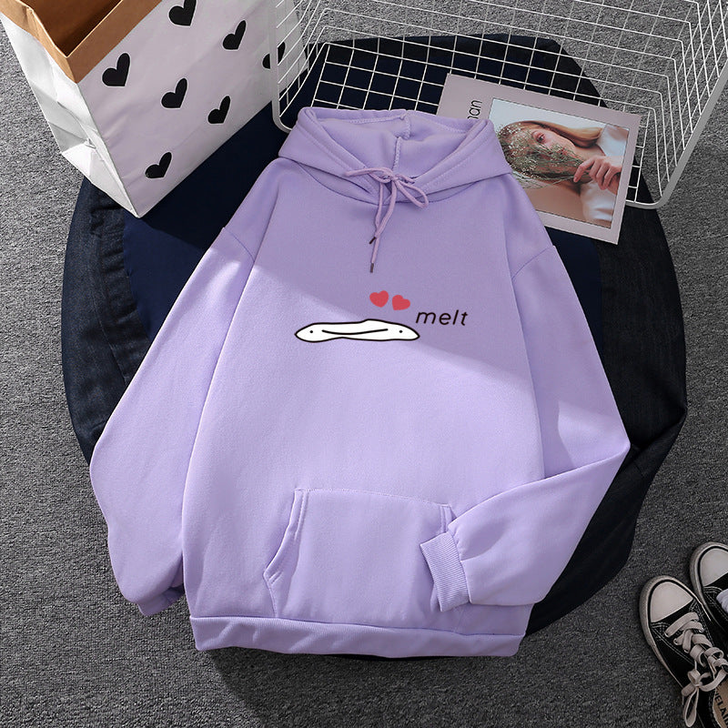 Damen Kapuzenpullover mit minimalistischer Grafik, lockerer Oversize-Passform und Kängurutasche – Auréline