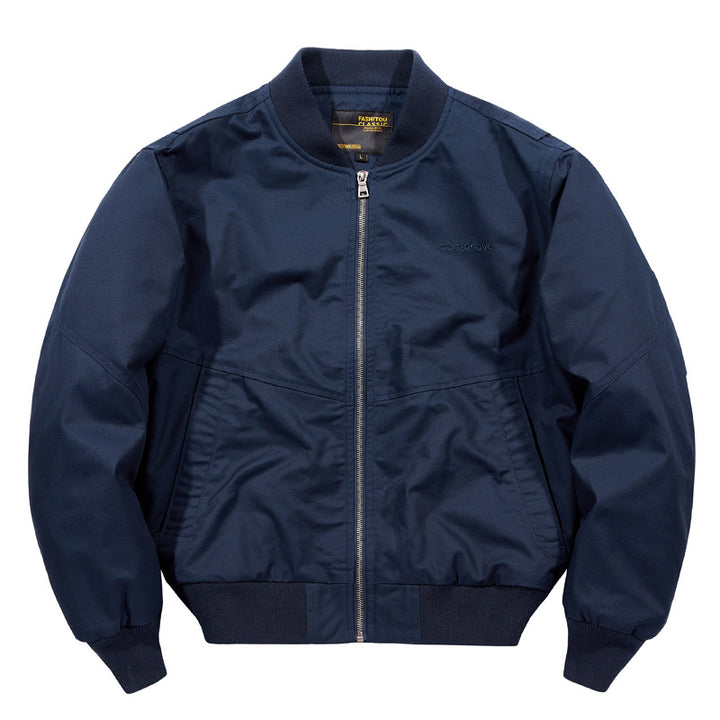 Men's water-resistant commuter bomber jacket with metal front zip ribbed trims and angled welt pockets – Brevano