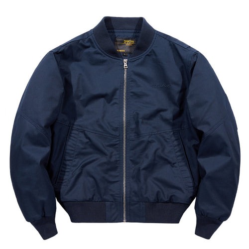 Men's water-resistant commuter bomber jacket with metal front zip ribbed trims and angled welt pockets – Brevano