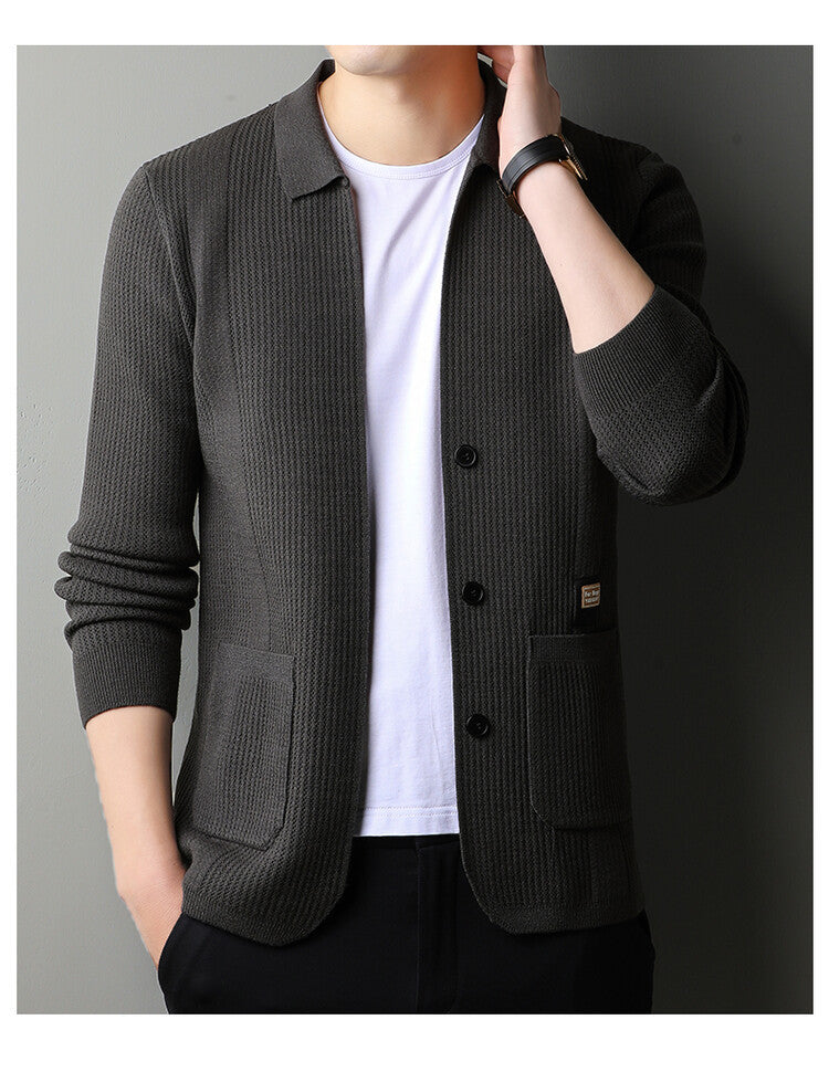 Herren lässiger Strickcardigan mit strukturierter Oberfläche Echoarchiv