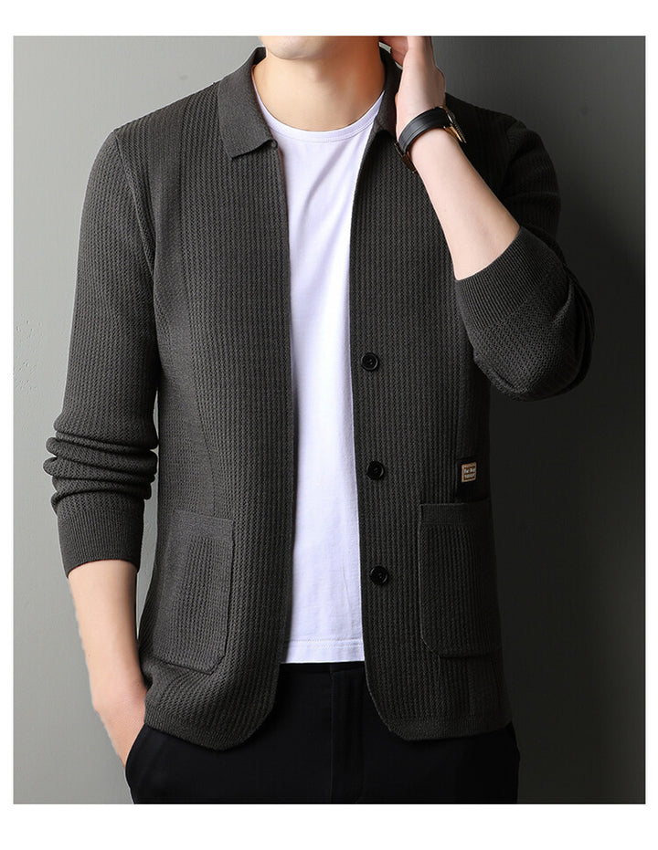 Herren lässiger Strickcardigan mit strukturierter Oberfläche Echoarchiv