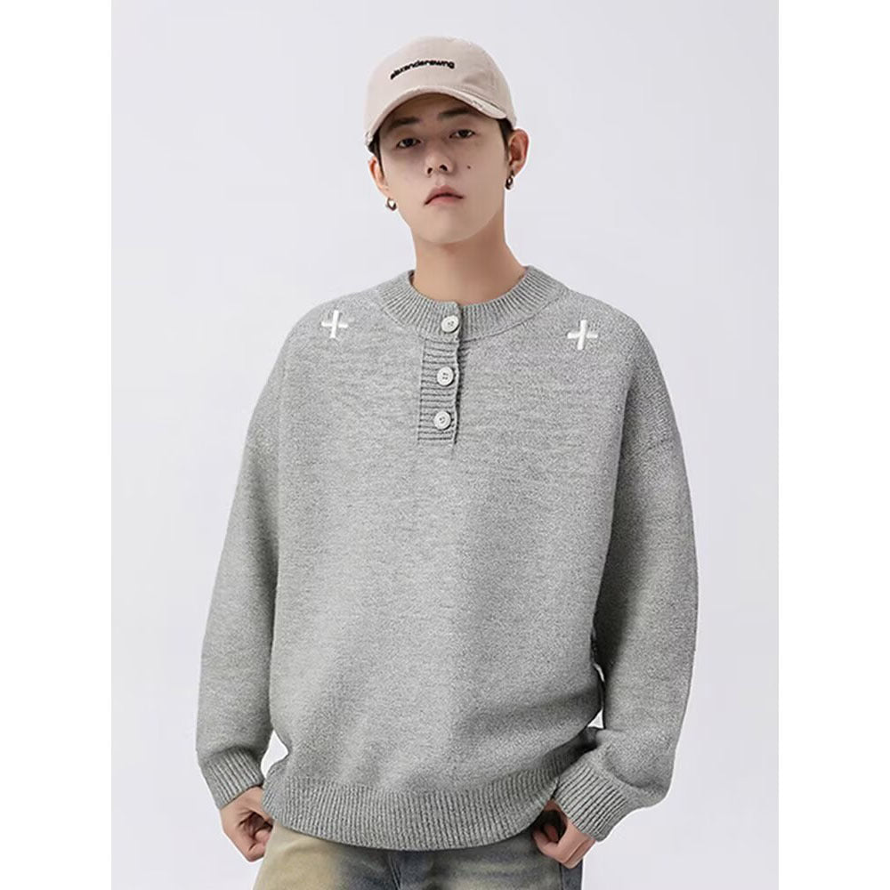 Herren Trendiger Pullover mit Knopfdetails Echoarchiv