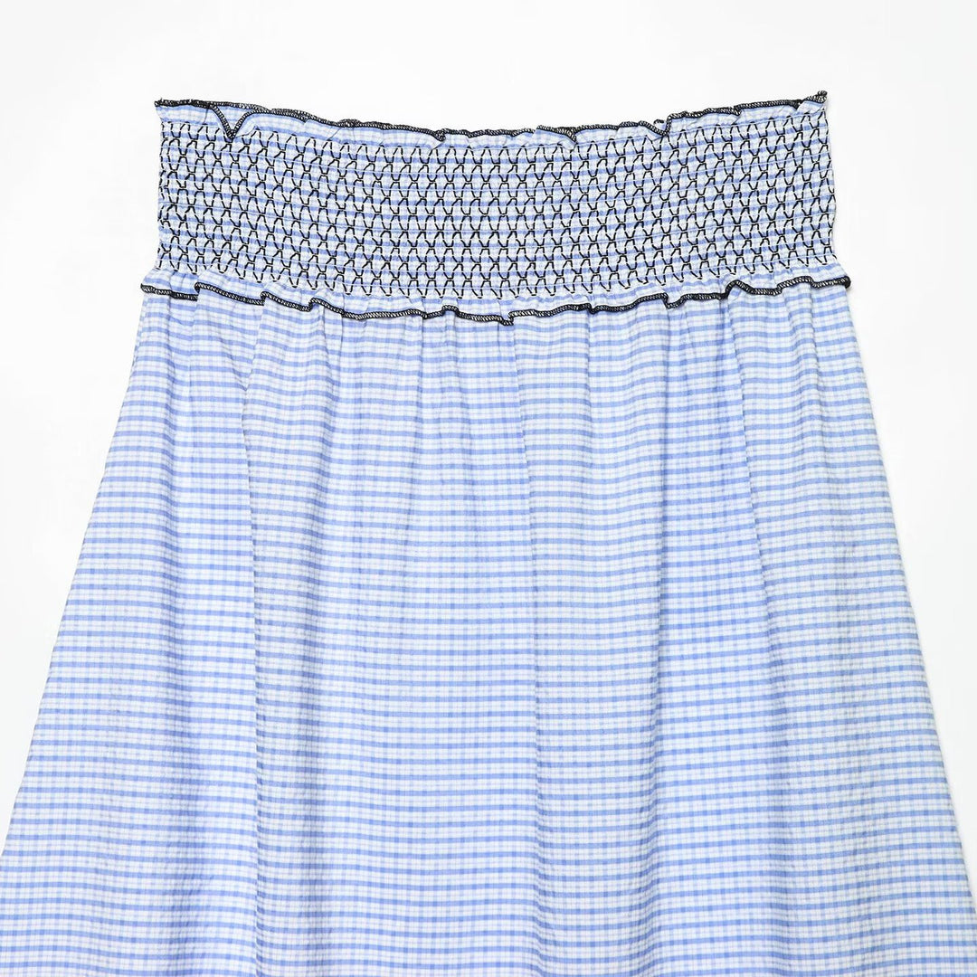 Damen Ärmelloses Maxikleid mit Smokoberteil und floraler Stickerei am Saum Echo Archiv