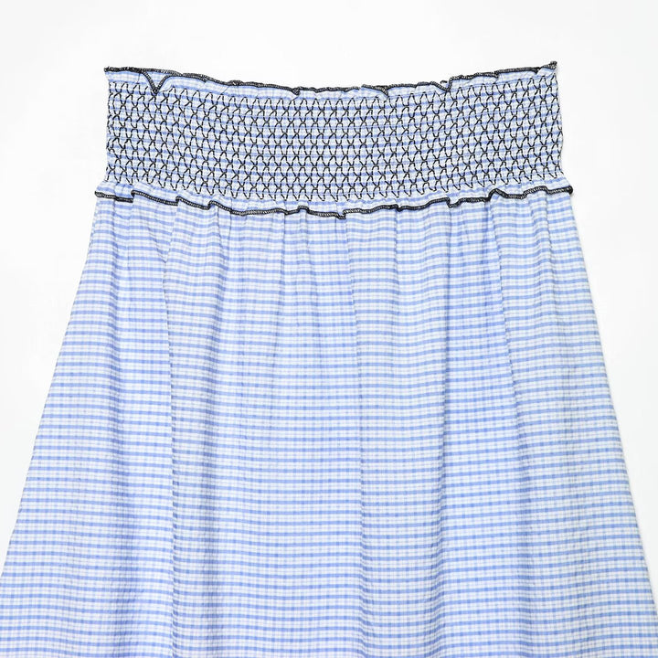 Damen Ärmelloses Maxikleid mit Smokoberteil und floraler Stickerei am Saum Echo Archiv