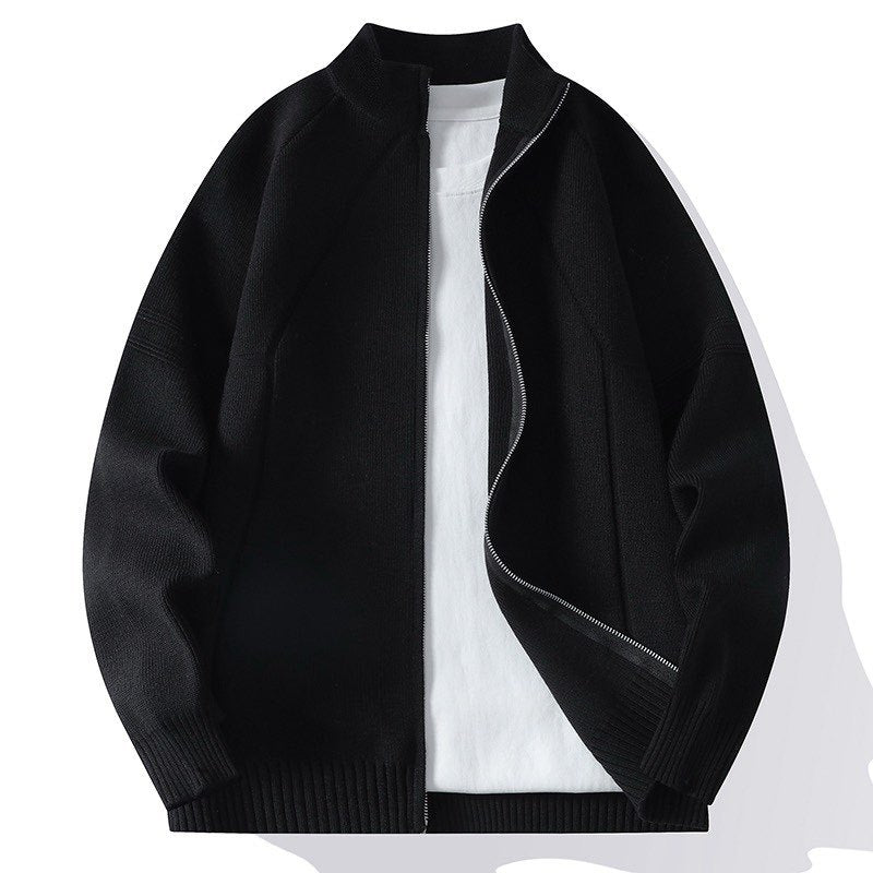 Herren Oversize Feinstrick-Zipjacke mit Stehkragen, Raglanärmeln und gerippten Abschlüssen Echo Archiv