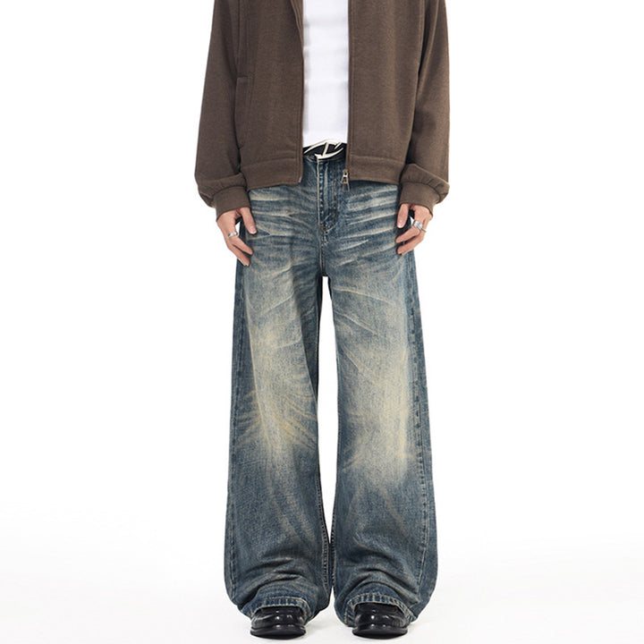 Herren Extremweite Vintage-Denim Baggy-Jeans mit tiefem Schritt und extra langer Saumlänge Echo Archiv
