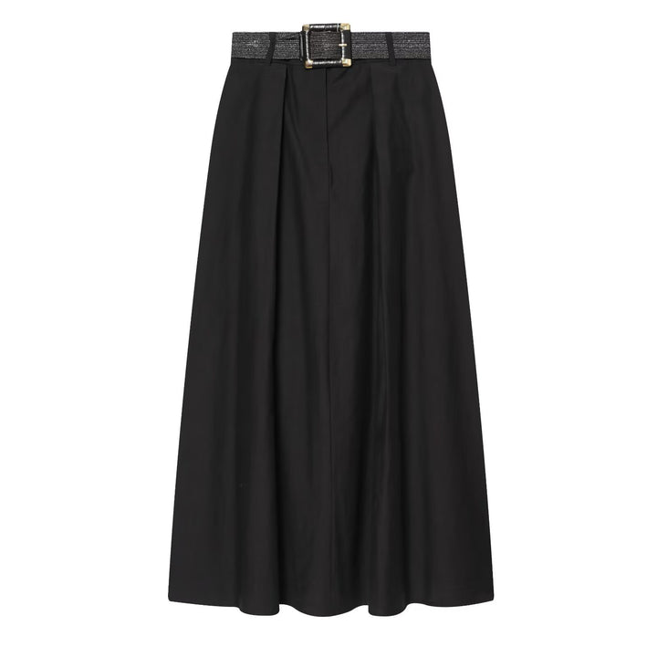 Damen High-Waist Maxirock mit Kellerfalten und dekorativem Taillengürtel Echo Archiv