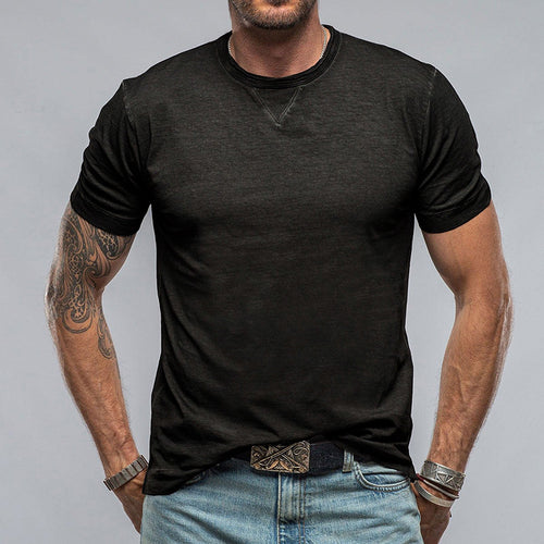 Herren Rundhals T-Shirt aus atmungsaktiver Baumwolle mit lässigem Schnitt Echoarchiv
