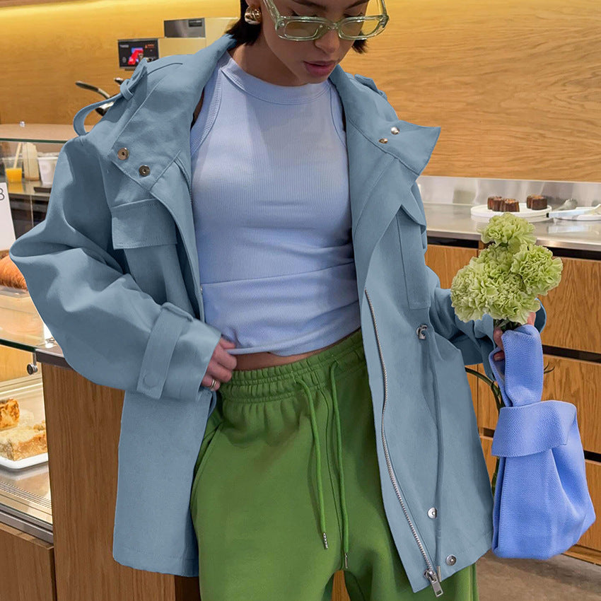 Damen Utility-Parka mit Tunnelzugtaillierung, Pattentaschen und Stehkragen Echo Archiv