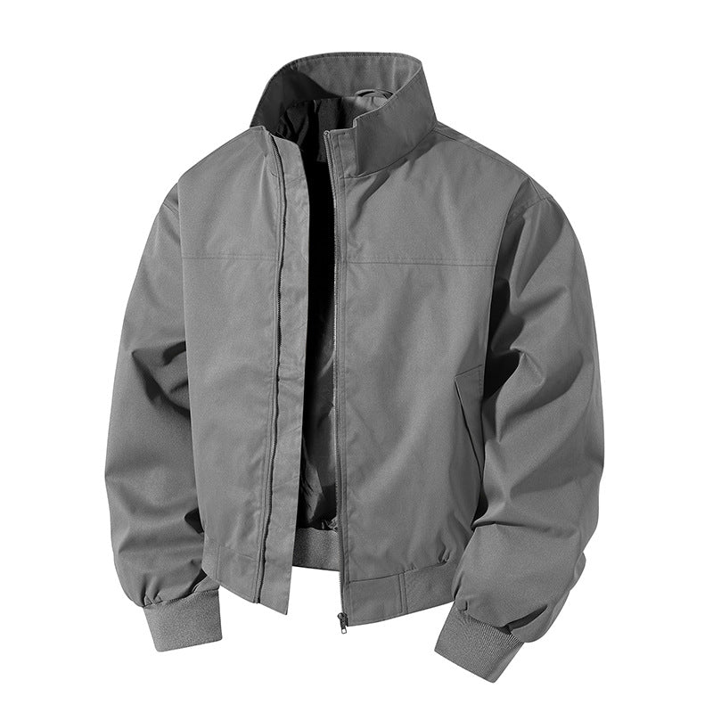 Herren kurz geschnittener Blouson mit Stehkragen und geripptem Saum – Taviero