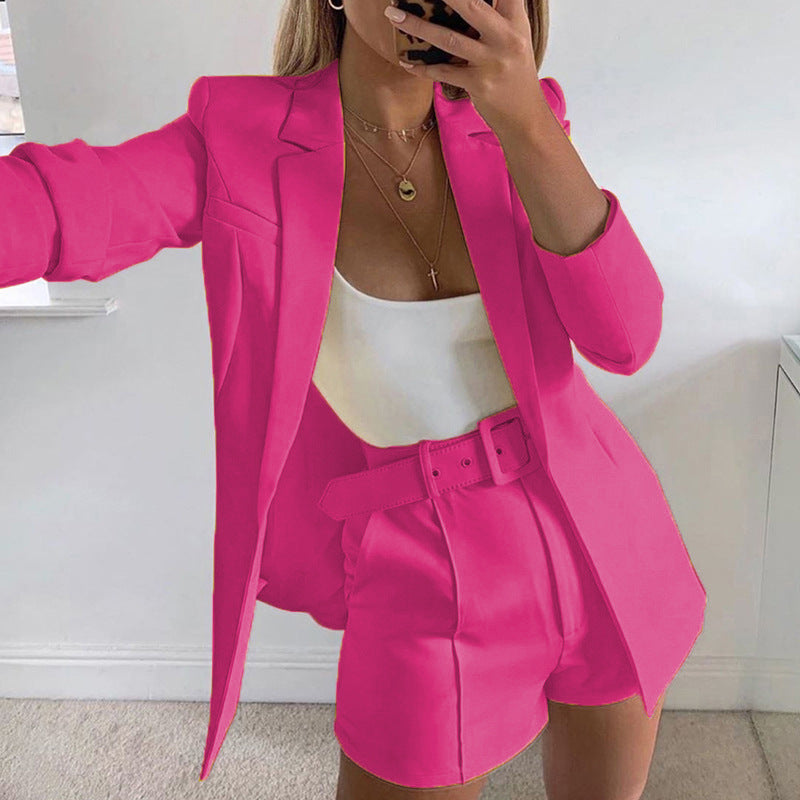 Damen Elegantes Zweiteiliges Blazer‑Shorts‑Set mit tailliertem Reversblazer und High‑Waist Shorts – Valéne