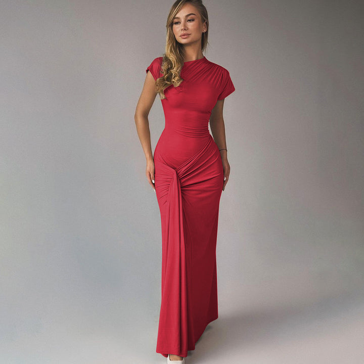 Damen Elegantes Maxikleid mit Drapierung und asymmetrischem Saum Echo Archiv