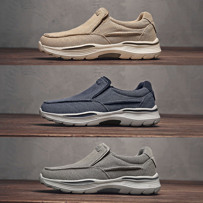 Herren leichte Slip-On Komfortfreizeitsneaker mit atmungsaktivem Canvas und stoßdämpfender Plateausohle – Tavélo