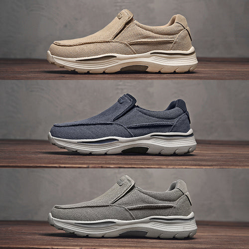 Herren leichte Slip-On Komfortfreizeitsneaker mit atmungsaktivem Canvas und stoßdämpfender Plateausohle – Tavélo