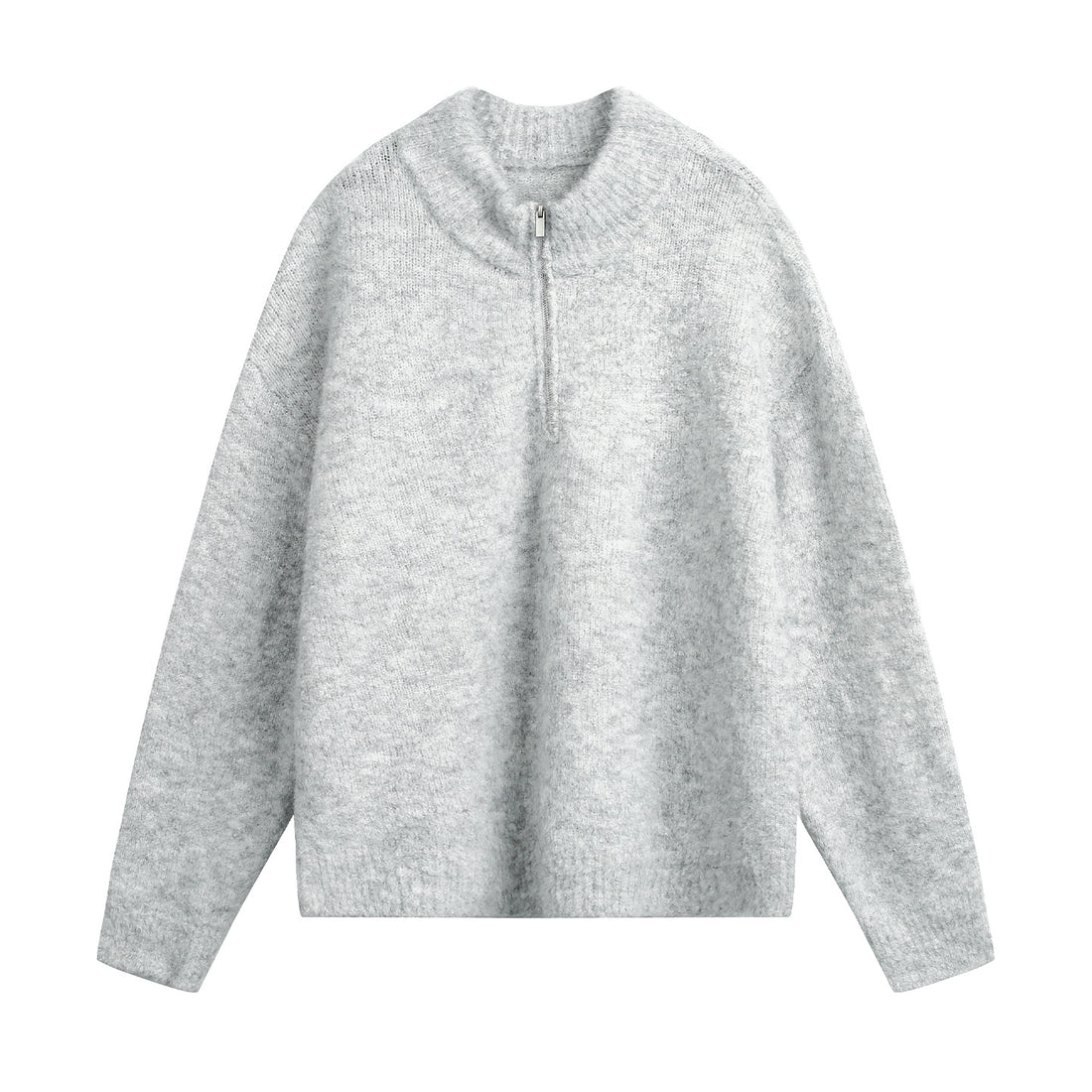 Damen Oversize Wollmix-Pullover mit halbem Reißverschluss Echo Archiv
