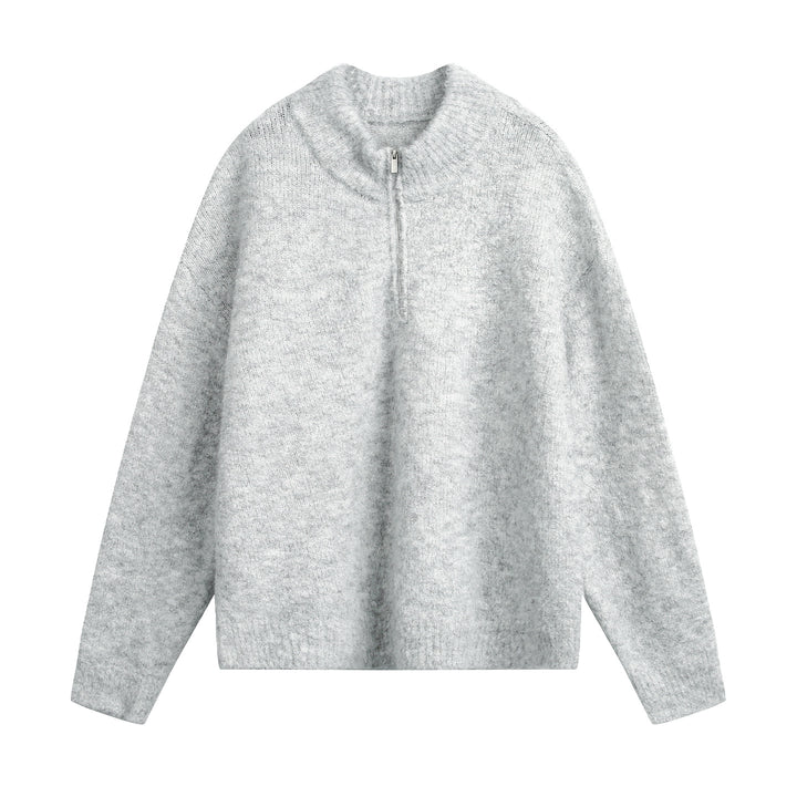 Damen Oversize Wollmix-Pullover mit halbem Reißverschluss Echo Archiv
