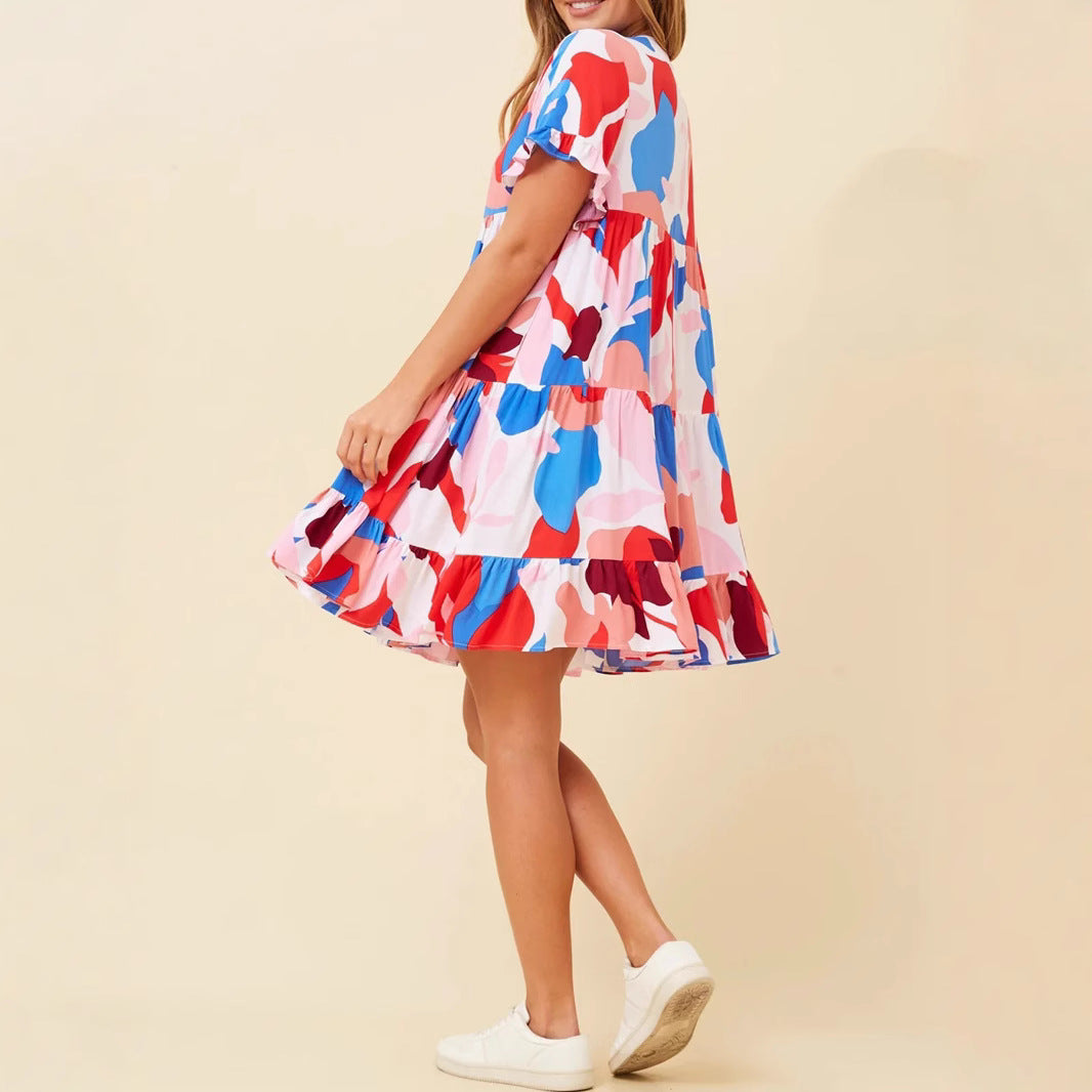 Damen verspieltes Sommerkleid mit Rüschen und asymmetrischem Saum Echo Archiv
