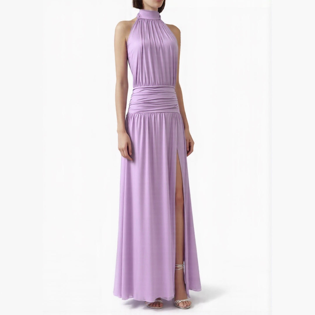 Damen Elegantes Halsnaht-Maxikleid mit seitlichem Schlitz Echo Archiv