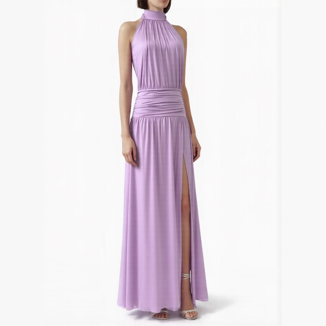 Damen Elegantes Halsnaht-Maxikleid mit seitlichem Schlitz – Valéora