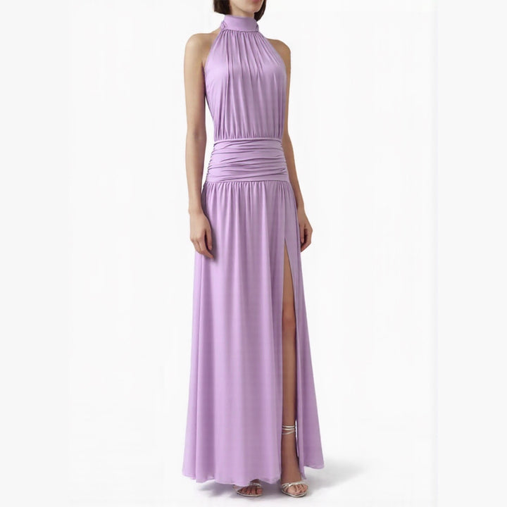 Damen Elegantes Halsnaht-Maxikleid mit seitlichem Schlitz Echo Archiv