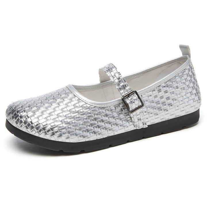 Damen nan Mary-Jane Ballerina-Slipper mit gewebter Oberflächenstruktur, verstellbarem Riemen und stoßdämpfender Leichtsohle Echo Archiv