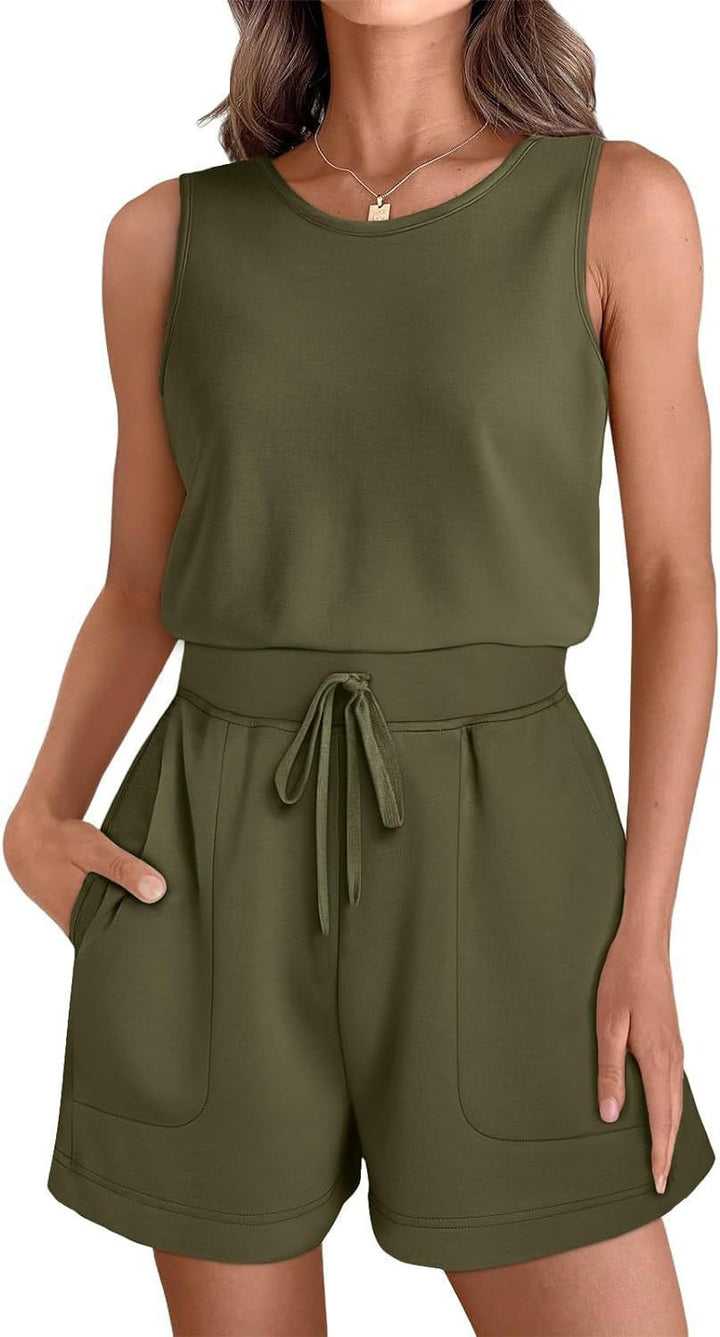 Damen lässiger Jumpsuit mit bequemem Taillengürtel und praktischen Taschen Echo Archiv