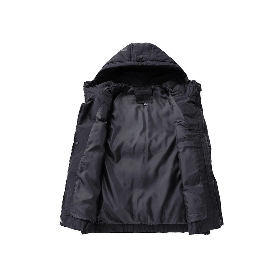 Herren Gesteppte Outdoor-Weste mit Kapuze, Cargo-Taschen und verstellbarem Saum Echoarchiv