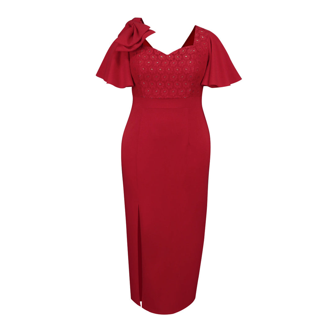 Damen Elegantes Maxikleid mit voluminösen Ärmeln und hochwertiger Blumenapplikation Echo Archiv