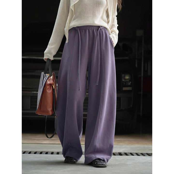 Damen weite High-Waist Lounge-Hose aus Sweatstoff mit Kordelzug Echoarchiv