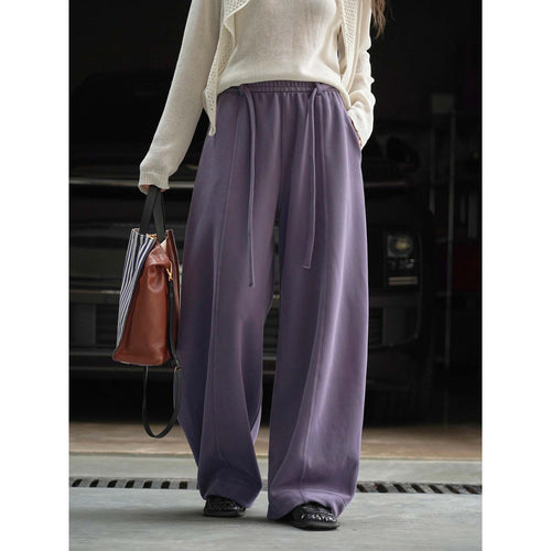 Damen weite High-Waist Lounge-Hose aus Sweatstoff mit Kordelzug Echoarchiv