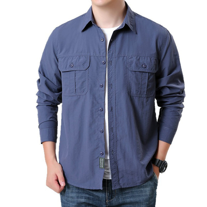 Herren nan leichtes Outdoor-Hemdjacke mit doppelten Klappentaschen, knöpfbarer Front und atmungsaktivem Technikstoff Echo Archiv