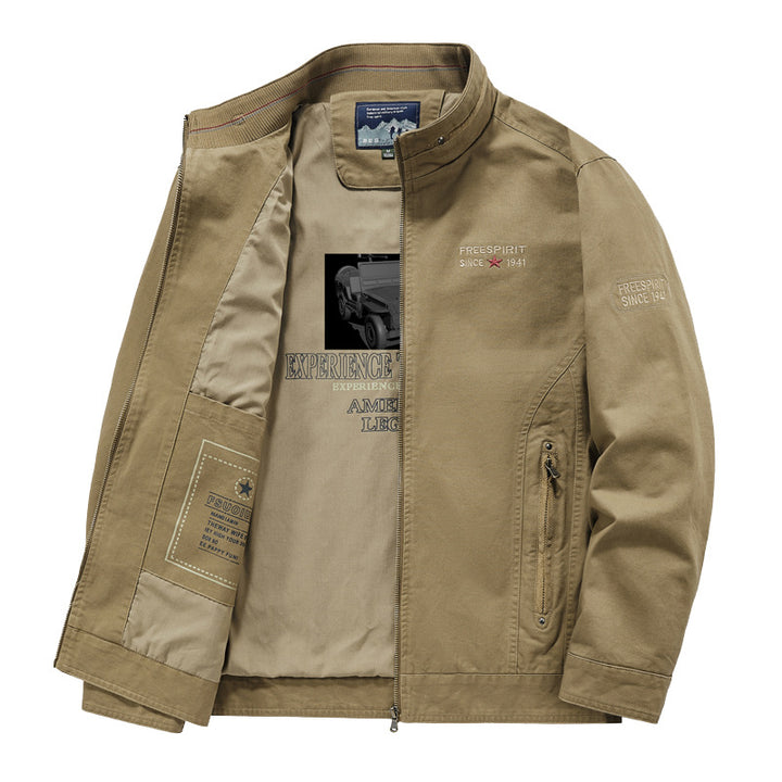 Herren Leichte Übergangsjacke mit Stehkragen, Frontreißverschluss und Innengrafik Echoarchiv
