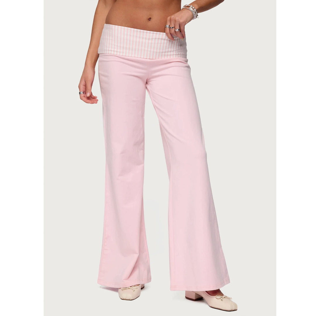 Damen Palazzo-Hose mit gestreiftem Bund und lässigem Schnitt Echo Archiv
