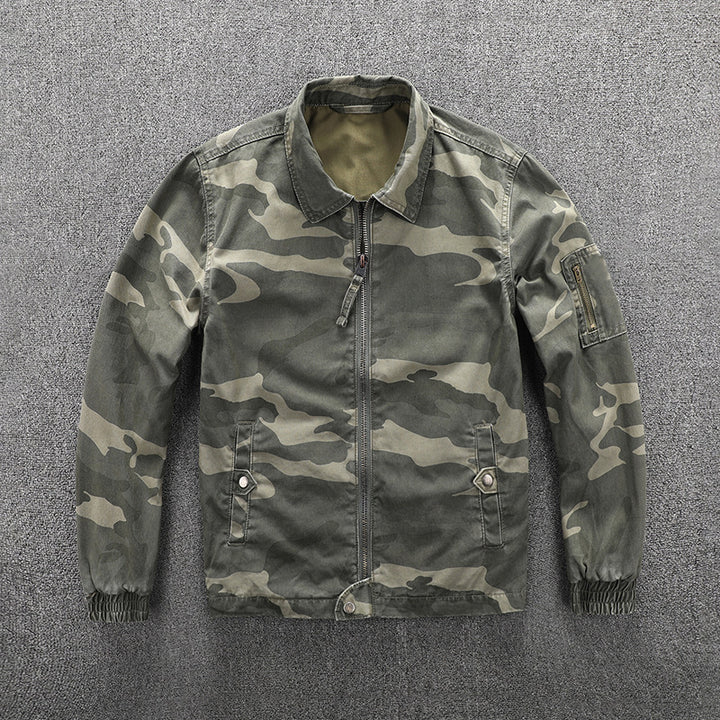 Herren Utility-Blouson im Camouflage-Muster mit Reißverschluss und Armzippertasche Echoarchiv