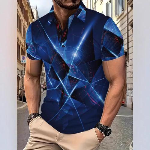 Herren Poloshirt mit modernem 3D-Grafikdesign Echoarchiv