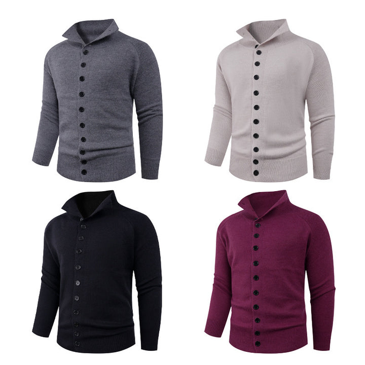 Herren Strickpullover mit hohem Kragen und Knopfverschluss Echoarchiv
