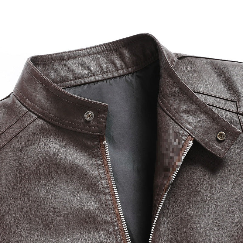 Herren Elegante Slim-Fit Lederimitat‑Jacke mit Stehkragen & Zwei-Wege‑Reißverschluss Echoarchiv