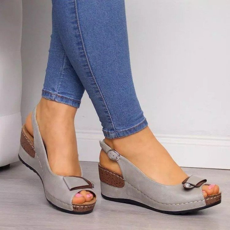 Damen Keil‑Slingback‑Sandalen mit gepolstertem Komfortfußbett und Zierschleife – Sorelia