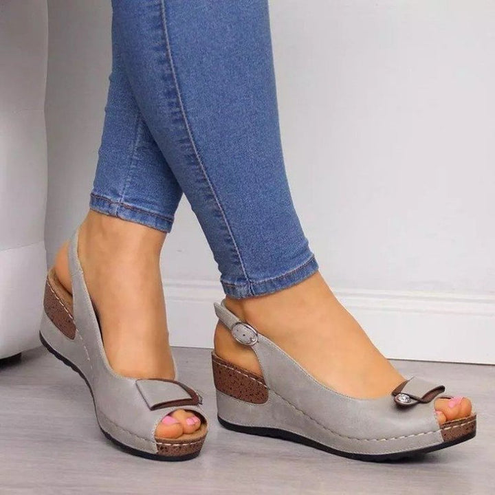 Damen Keil‑Slingback‑Sandalen mit gepolstertem Komfortfußbett und Zierschleife – Sorelia