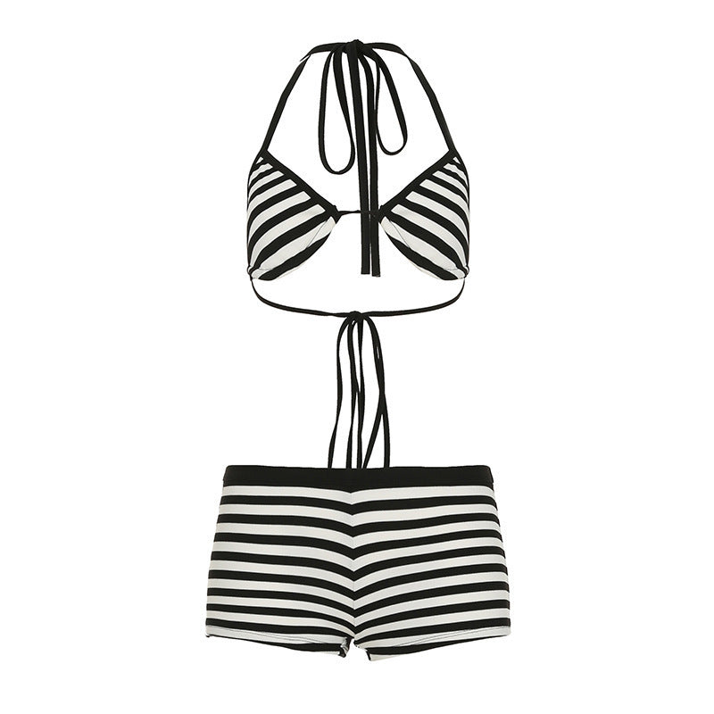Damen trendiges Bikini-Set mit tieferem Ausschnitt und verstellbaren Trägern Echoarchiv