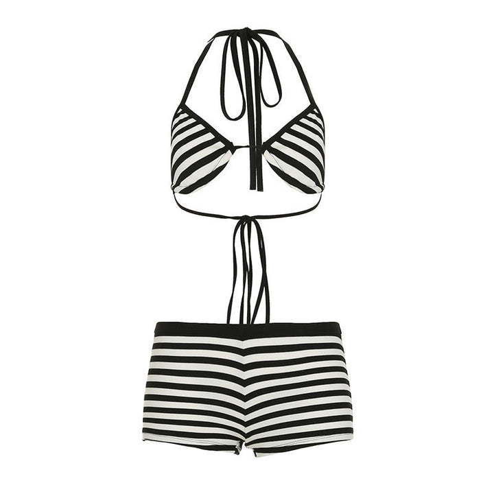 Damen trendiges Bikini-Set mit tieferem Ausschnitt und verstellbaren Trägern Echoarchiv