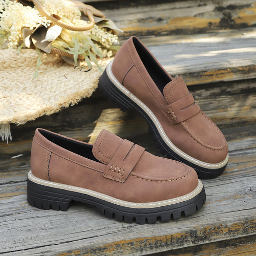 Damen Chunky-Lug-Loafer mit Penny-Riemen und profilierter Gummisohle Echo Archiv