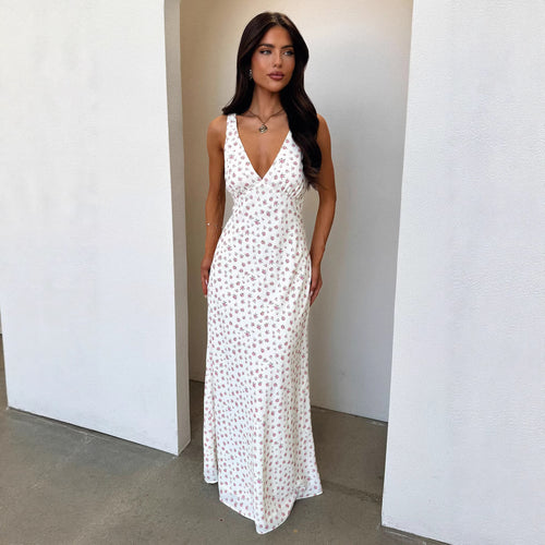 Damen Maxikleid mit V-Ausschnitt und Verspieltem Blumenmuster Echo Archiv