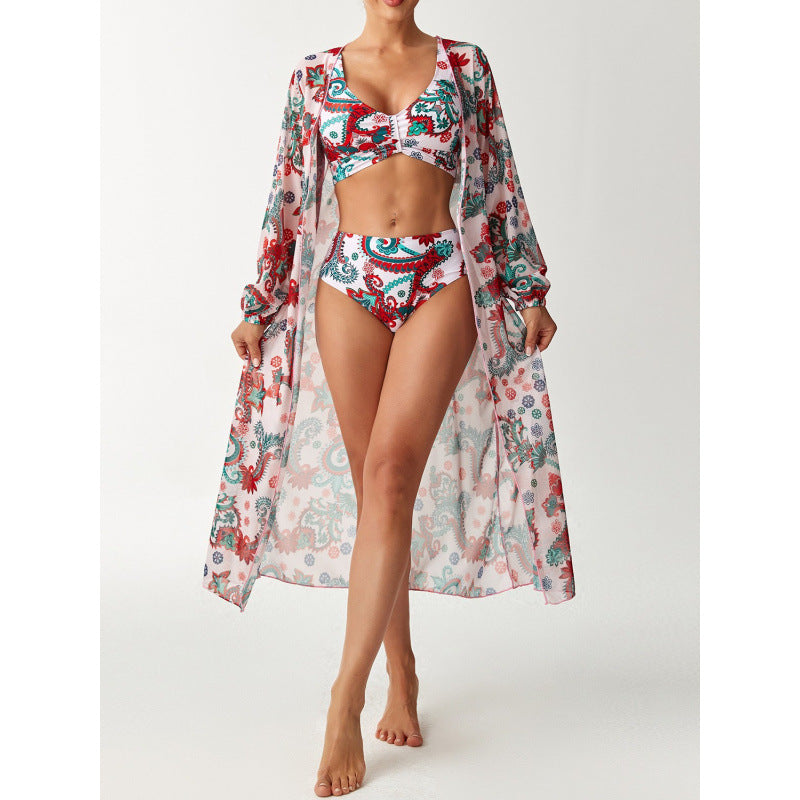 Damen Bikiniset mit farbenfrohem Design und transparenter Strandumhüllung Echo Archiv