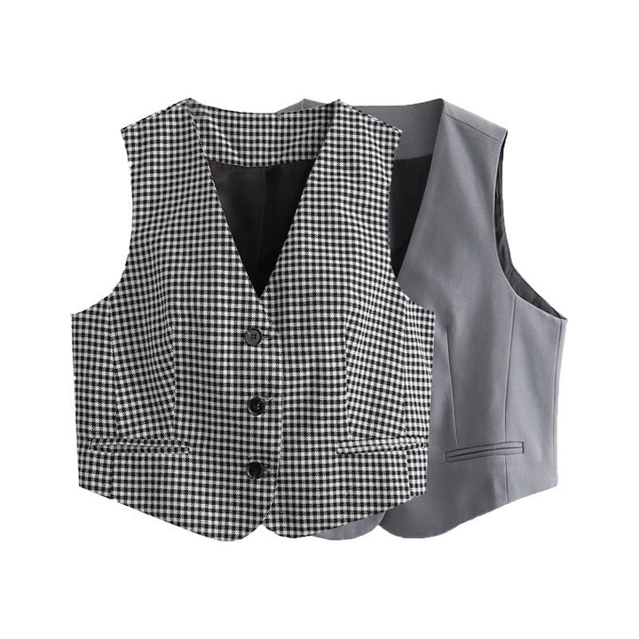 Damen nan taillierte Business-Weste mit V-Ausschnitt und paspelierten Eingrifftaschen Echo Archiv