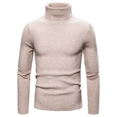 Herren Ripp-Strickpullover mit hohem Kragen und körpernahem Schnitt Echoarchiv